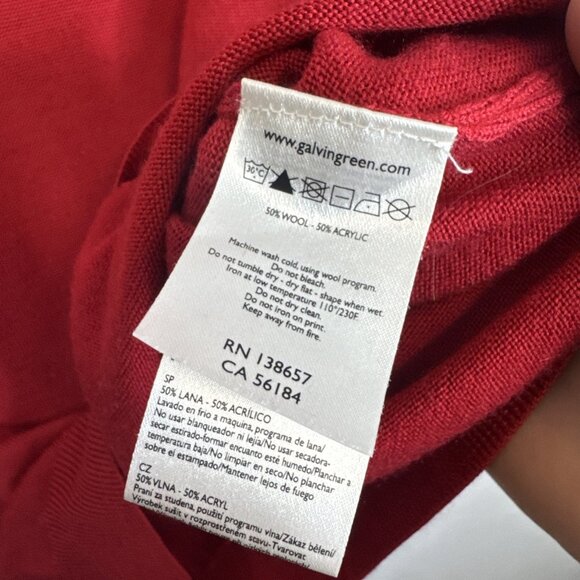 Galvin Green V-Neck Sweater Men’s M Red 50% Wool 50% Acrylic Golf Knit Pullover - Picture 6 of 6